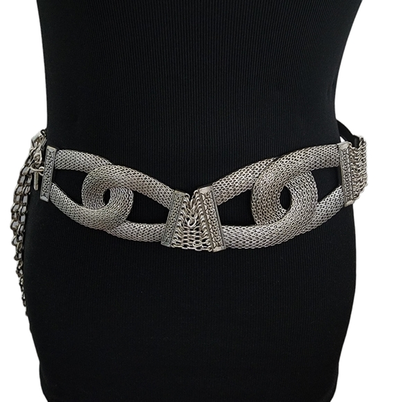 Chico's Accessories - Vintage Chico's belt - boho belt silver tone ornate metal tooling chunky
